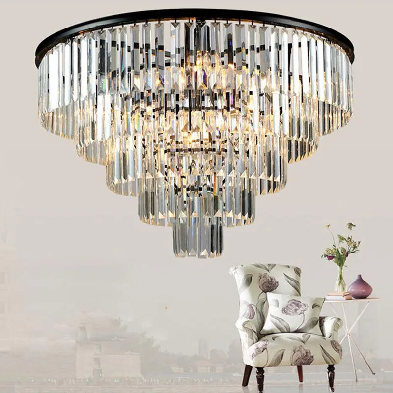 Современный элегантный блеск K9 tamanho do Artigo de Cristal Cinza esfumadas cristal suspensao Lamparas para cafet Re