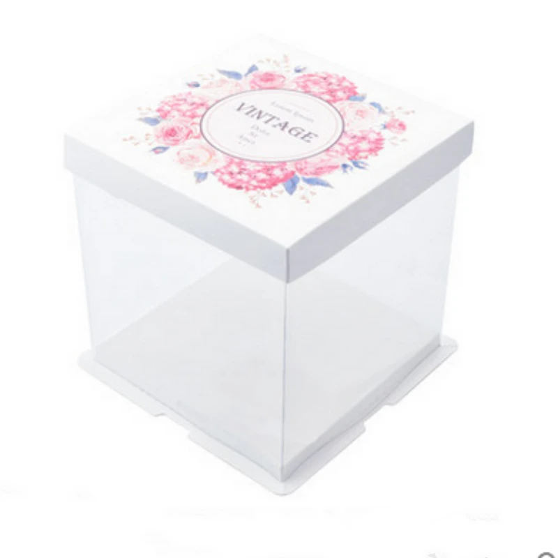 S cake box Новинка ins художественная выставка 8 дюймов/6 дюймов прозрачная коробка для торта добавить торт ко дню рождения портативная коробочка для кондитерских изделий выпечка посылка - Цвет: S cake box