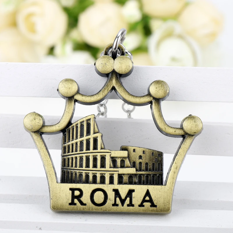 HANCHANG Roma Necklace City of Italy 3D Relief Building Pendants&ampNecklaces Link Chain Jewelry Men Women Souvenir | Украшения и