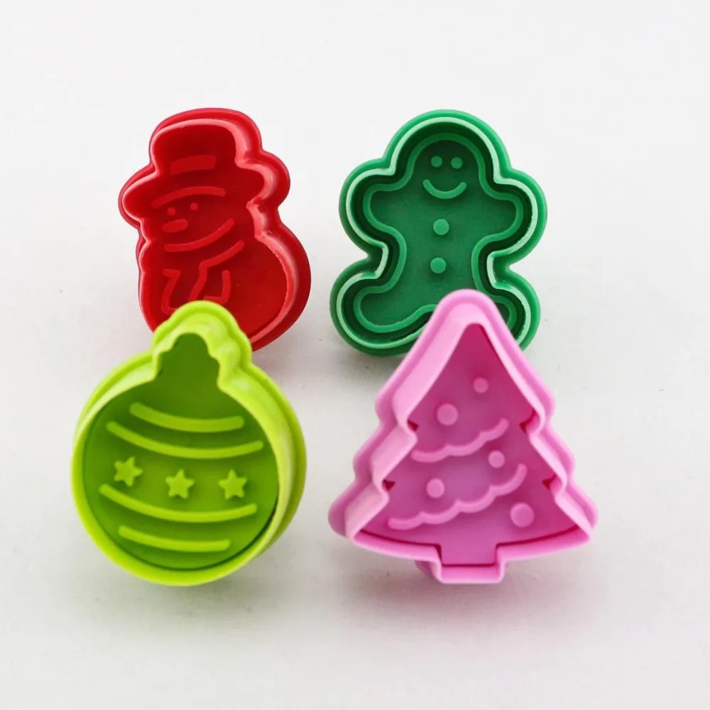 4 шт. формочки для печенья 3D плунжеры снеговика DIY формы выпечки пряничный домик