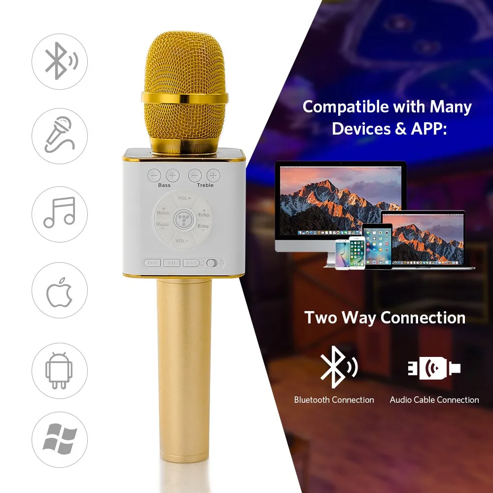 LEORY bluetooth беспроводной микрофон караоке KTV волшебный Ручной конденсаторный с