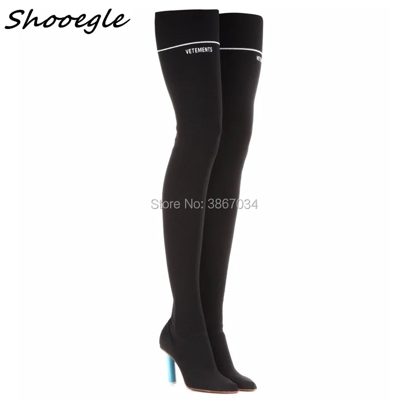 SHOOEGLE стильные женские ботинки носки на более легком каблуке эластичные тканевые