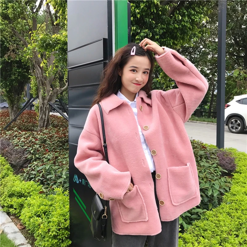 Зимняя Куртка Harajuku укороченная Корейская уличная твидовая Вельветовая куртка