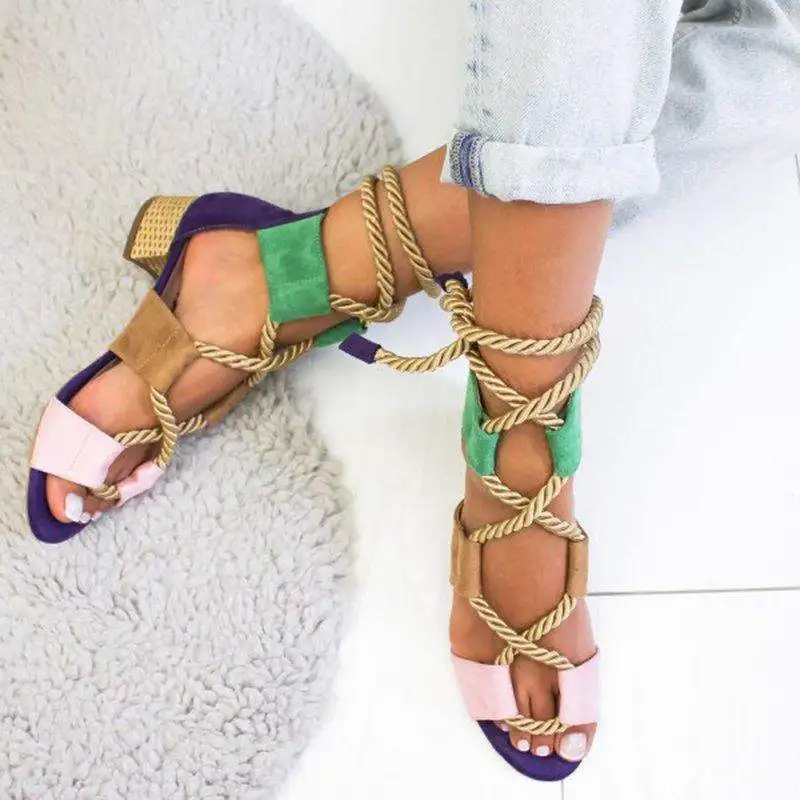 Модная женская обувь женские босоножки с носком туфли-Гладиаторы ремешком на