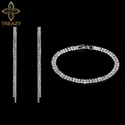 TREAZY простой 2 ряда стразы кристалл свадебный набор ювелирных изделий сверкающий браслет серьги набор Свадебные ювелирные изделия аксессуары для женщин