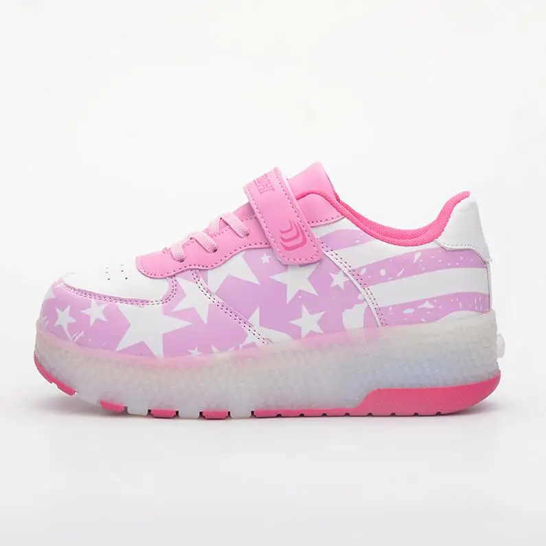 Pink White UncleJerry/размеры 27-43; детская обувь с подсветкой; светильник; кроссовки для мальчиков и девочек; светящаяся обувь для больших детей и подростков; спортивные кроссовки - Цвет: Pink White