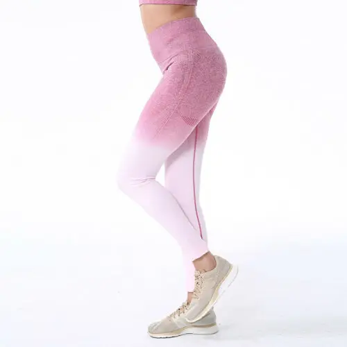 Summer New Casual Hip Push Up Omber Seamless Pants Women Gym Compression Stretchy High Waist Run Fitness Leggings | Женская одежда