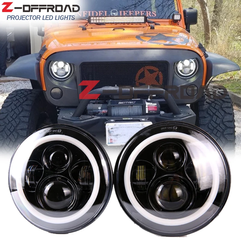 Для Jeep CJ 8 скремблер offorad plug and play Hi/Lo 7 &quotLED H4 головной свет в сборе с белым DRL halo