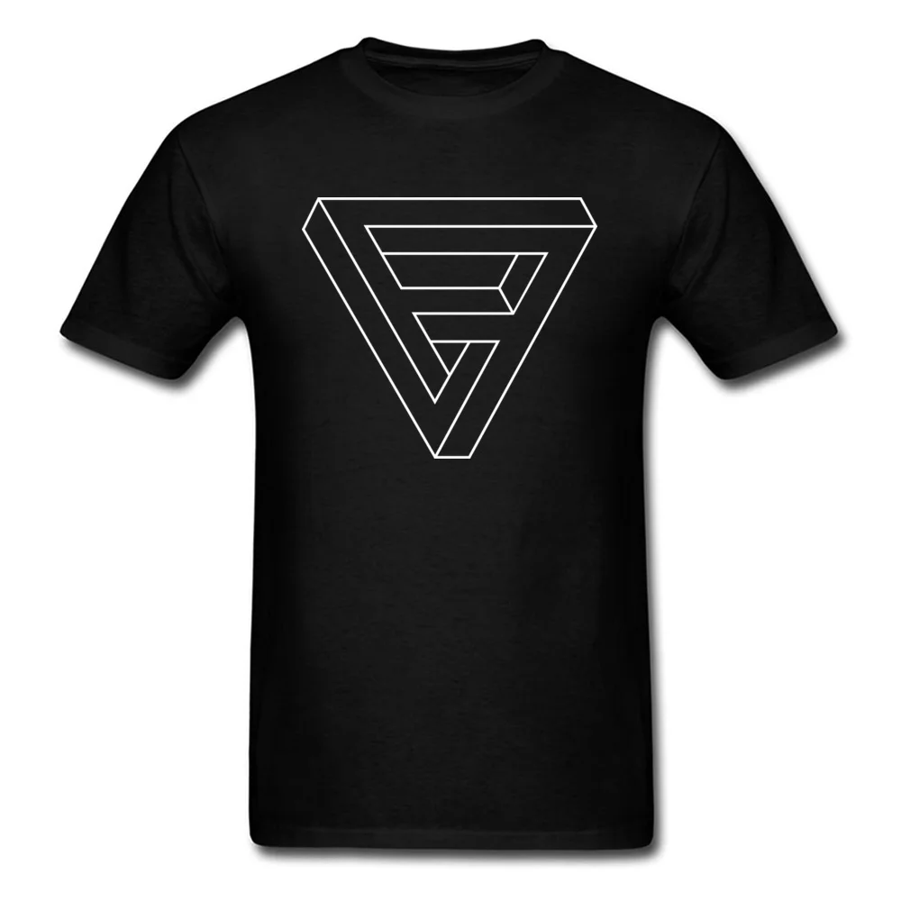 

Free Delivery T Shirt 100% Cotton Summer Clothes For Men Optical Illusion Impossible Figure Penrose Triangle Geometric Tshirt
