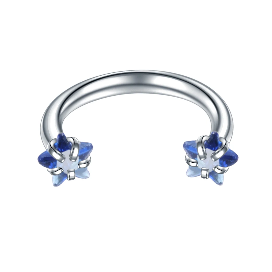 dark blue star gem 1 шт. 316L хирургический стальной Нос Кольца Пирсинг Ноздря с внутренней резьбой с принтами звезд и круглый самоцвет пирсинг для пупка серьги для ушного хряща ювелирные изделия - Окраска металла: dark blue star gem
