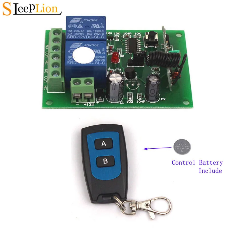 Sleeplion 12V 2CH 433 МГц RF пульт Управление переключатель цифровой дистанционного