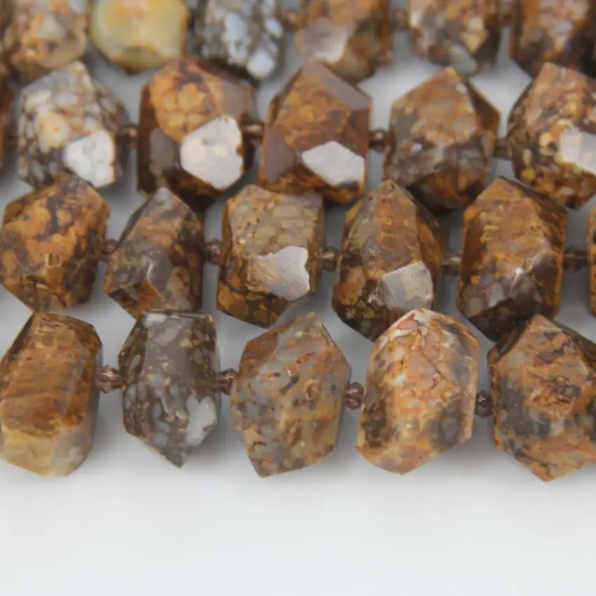 Крупные граненые бусины-самородки с коричневым опалом фурнитура для подвесок