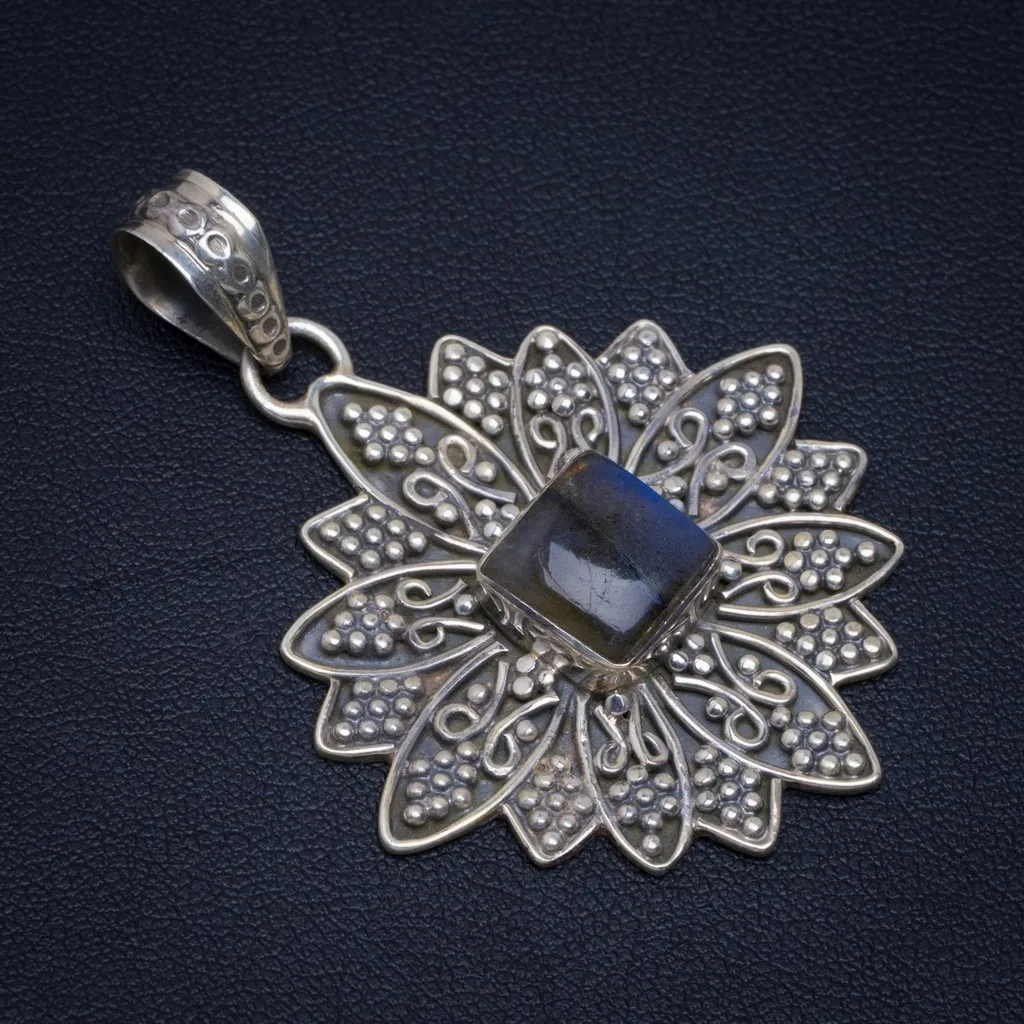 Натуральная Лабрадорит в стиле панк винтажная Подвеска из стерлингового серебра