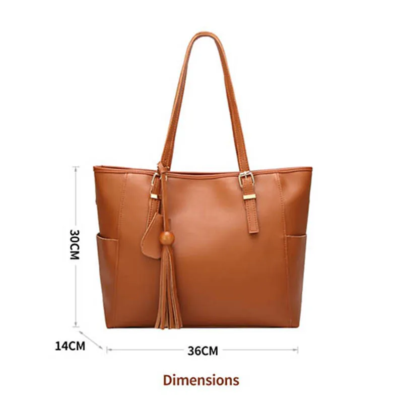 

Women Handbag High Quality Leather Tassel Single Shoulder Bags Designer Luxury Brands Large Capacity Lady Totes Female Bolsa Hot