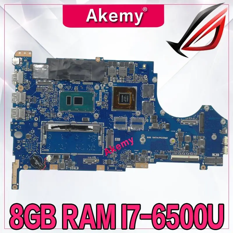 Akem Q524UQ материнская плата для ноутбука Q524U For Asus полностью протестирована 8G RAM I7 6500U