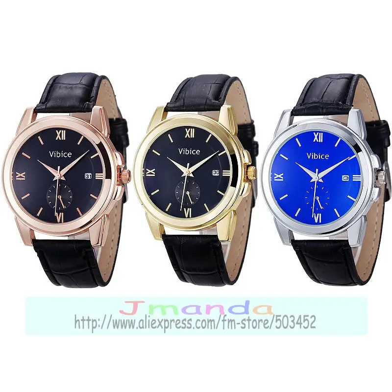 Часы VIBICE для мужчин повседневные часы из 3659 кожи с календарем кварцевые деловые