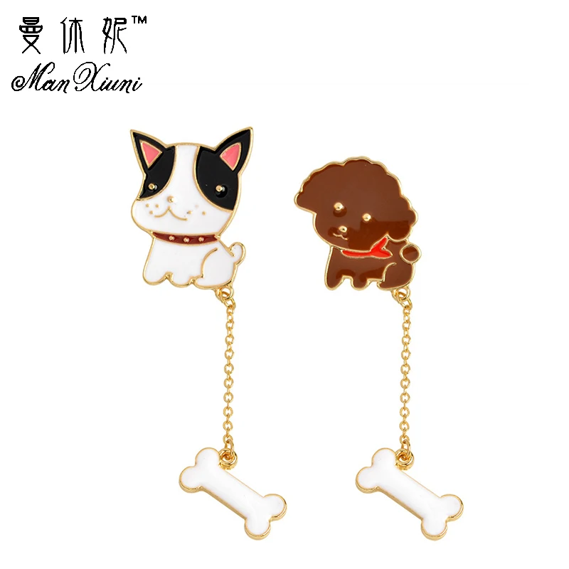 Manxiuni 2 шт./компл. мультфильм Тедди собака кость кулон длинной цепи и пуговицы