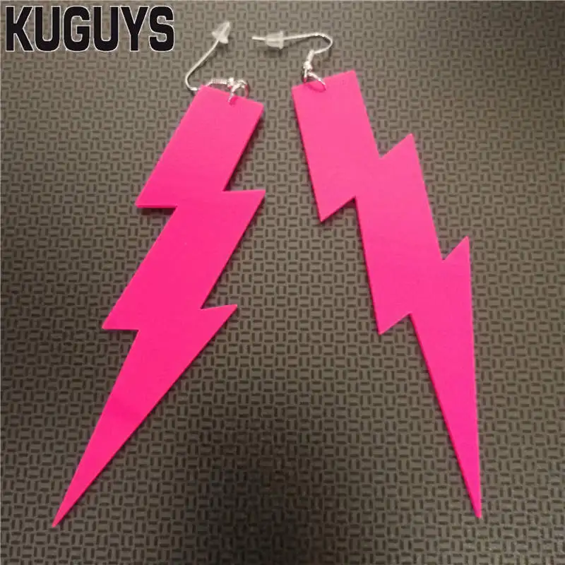 HOT Pink KUGUYS, 15 цветов, 115 мм, сережки-молния для женщин, карамельный цвет, Индивидуальные Акриловые длинные висячие серьги, ювелирное изделие, мода - Окраска металла: HOT Pink