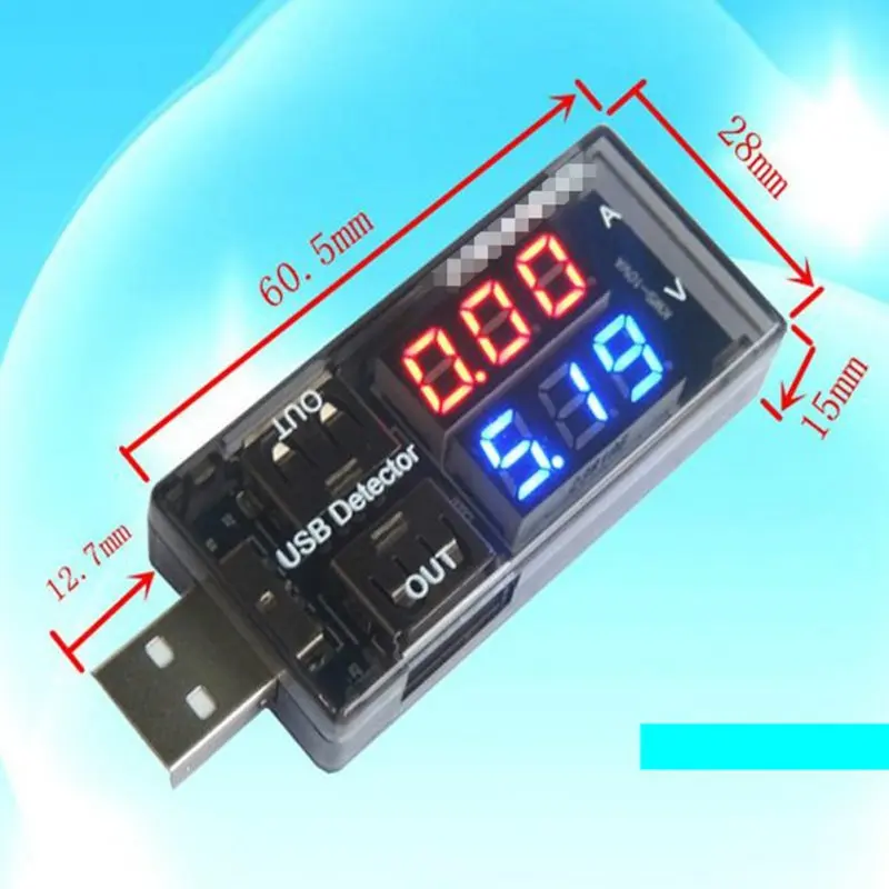 Зарядный детектор напряжения USB для мобильных устройств и Вольтметр Амперметр