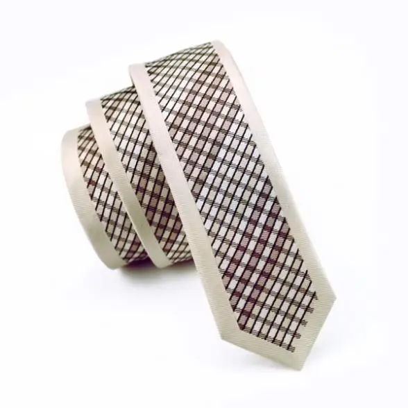 2016 модный тонкий галстук с бежевой рамкой в клетку Узкий Шелковый жаккардовый