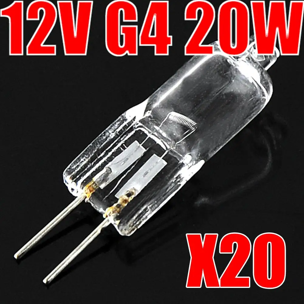 

20pcs/lot Ultra Bright g4 12 v 20 w JC Type halogen lamp G4 12V 20W bulb inserted beads crystal lamp halogen bulb