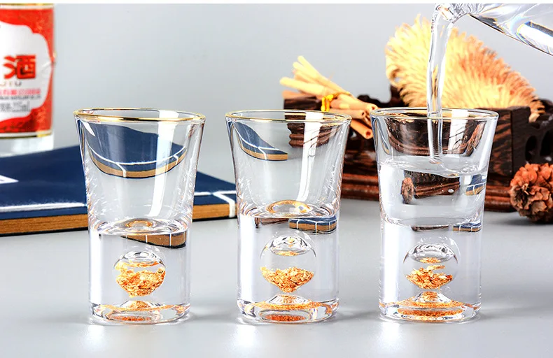 

12 sets of creative handmade crystal glass 24K gold foil wine set gift box with scale bar restaurant decoration couple gift
