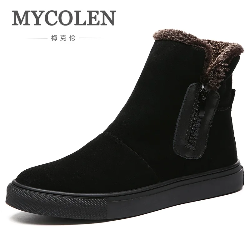 MYCOLEN/ г., зимние модные брендовые Новые мужские ботинки высококачественные модные мужские ботинки на шнуровке классические ботинки в стиле хип-хоп Erkek Bot - Цвет: Черный