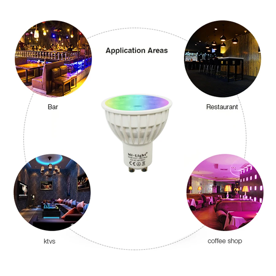 Приглушаемая Светодиодная лампа Mi Light 4 Вт GU10 RGB CCT (2700 6500K) светодиодная для