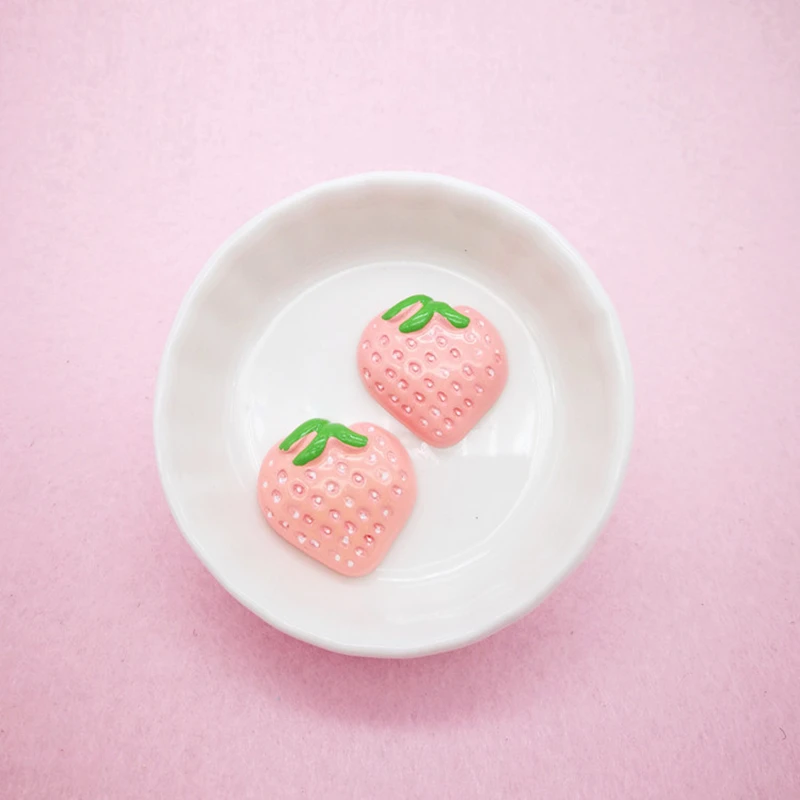 10 шт. моделирование клубника плоские пластмассовые материалы Kawaii DIY плоский полимер ремесло украшения поставки дети ручной работы украшения