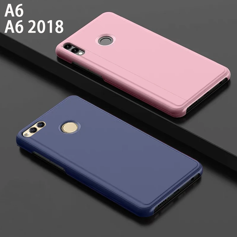 YonLinTan флип умный зеркальный чехол для телефона samsung galaxy A6 Plus 2018 A 6 A6Plus кожаный