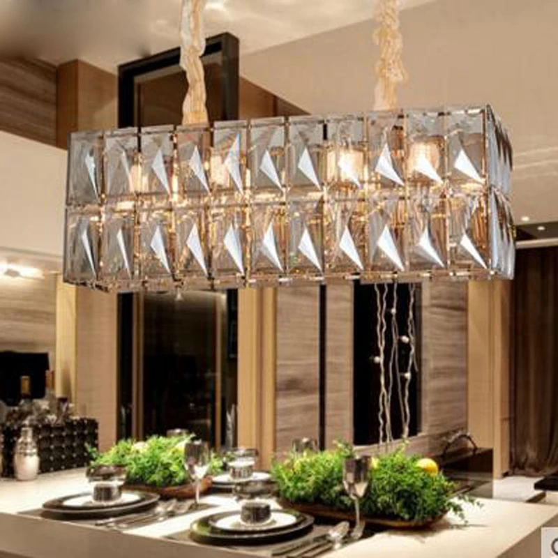 Хрустальная люстра для ресторана прямоугольная в гонконгском стиле