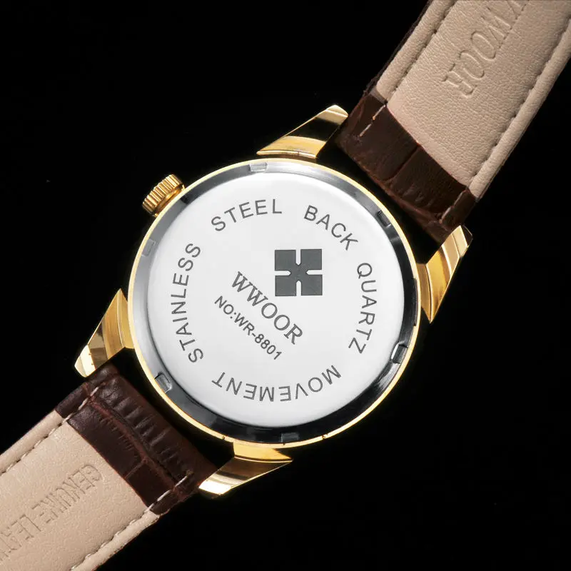 WWOOR Роскошные Брендовые мужские повседневные кварцевые часы с ремешком из
