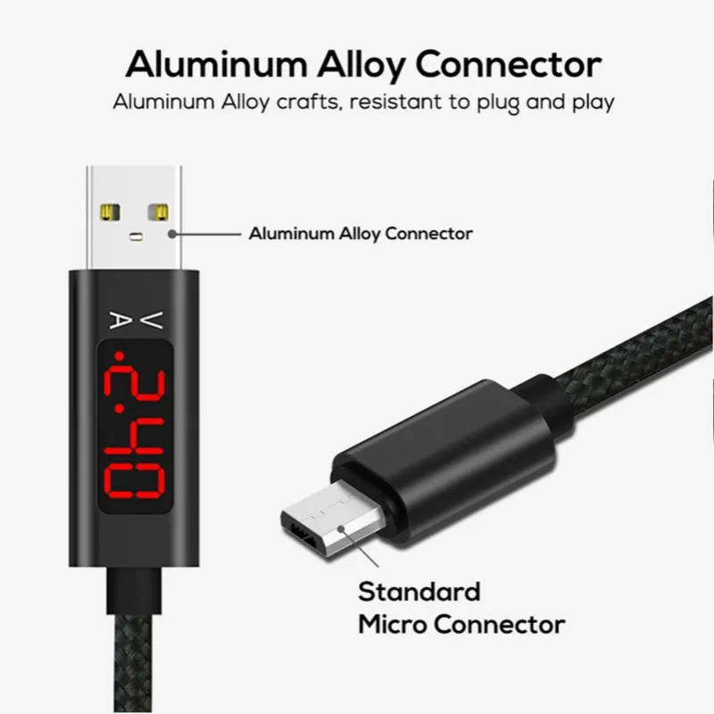 Кабель Micro USB VOXLINK интеллектуальный дисплей напряжения и тока usb кабель для