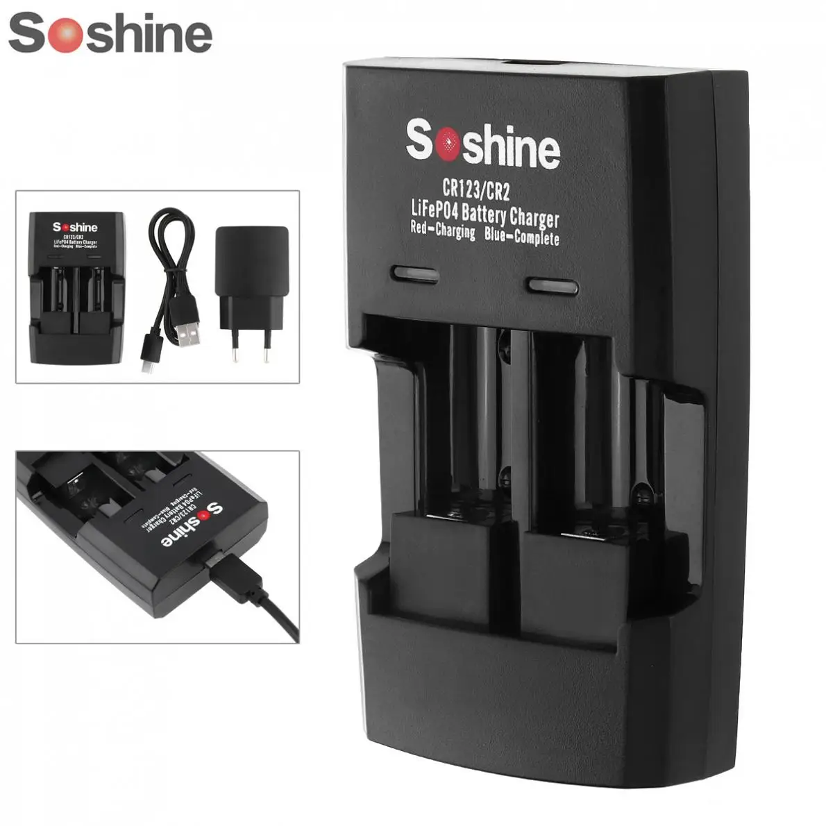 

Интеллектуальное зарядное устройство Soshine Li-FePO4 RCR 123 / CR2