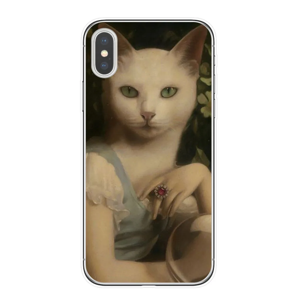 T4377 Забавный чехол для телефона KACKYFUL Leonardo da Vinci Mona Lisa Pat Cat с художественной эстетикой и рисунком для iPhone 8, 7, 6, 6S Plus, X, XS, MAX, 5S, SE, XR - Цвет: T4377