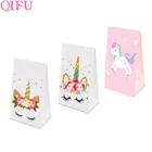 QIFU подарок с сумкой Unicorn с ручками, свадебная сумка для конфет, мешок для печенья, детский душ, день рождения, Подарочная сумка для хлеба с единорогом, упаковочные принадлежности