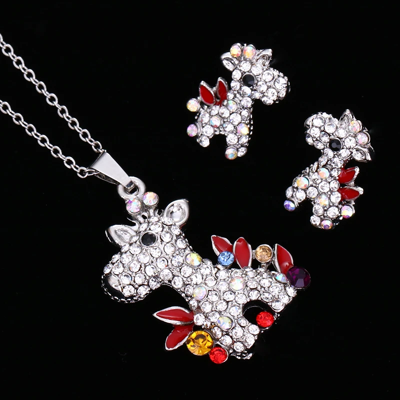 Fashion Fawn Design Jewelry Sets High Quality Zinc Alloy Crystal Necklace Earring Set Wedding Lovely Animal sn-005 | Украшения и