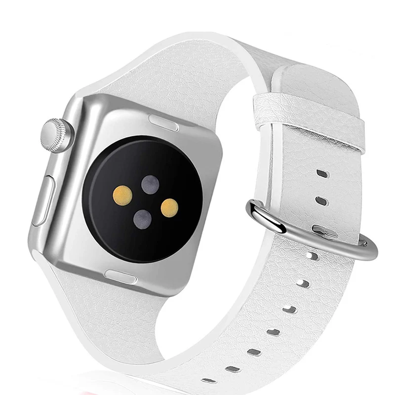 White Ремешок из натуральной кожи для Apple Watch Band 4 5 44 мм 40 мм 42 мм 38 мм браслет для iwatch series 3 2 1 Аксессуары для часов - Цвет ремешка: White
