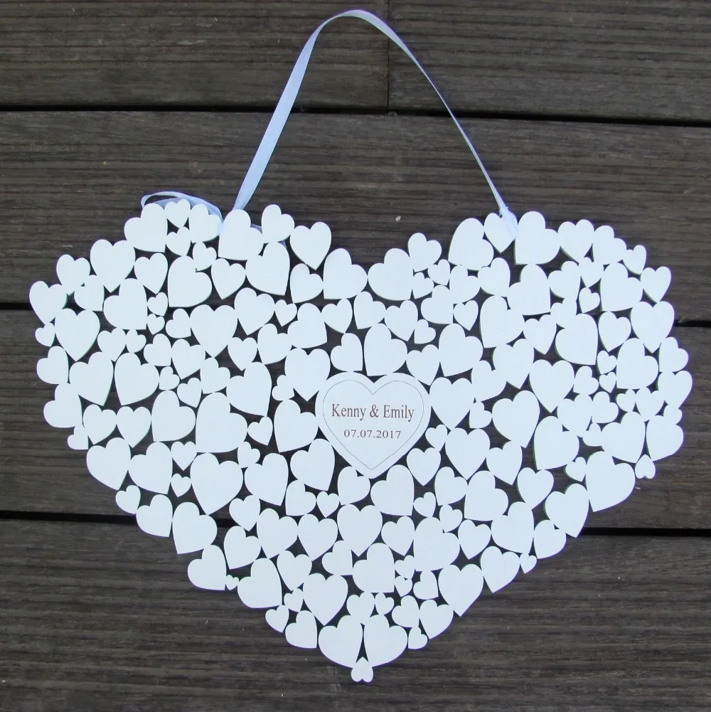 Customs Personalised Heart wedding guestbook alternative hanging heart Wedding guest book white | Дом и сад