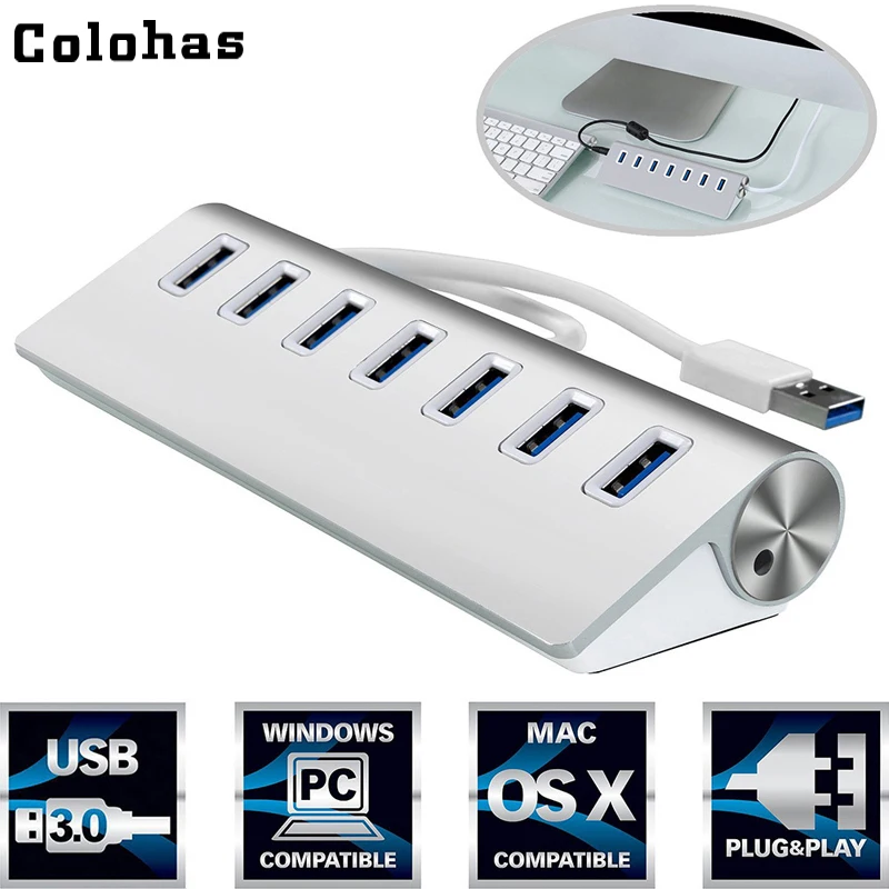 Usb порт colohas 3 0 хаб Суперскоростной Алюминиевый 7 портов удлинитель адаптер для