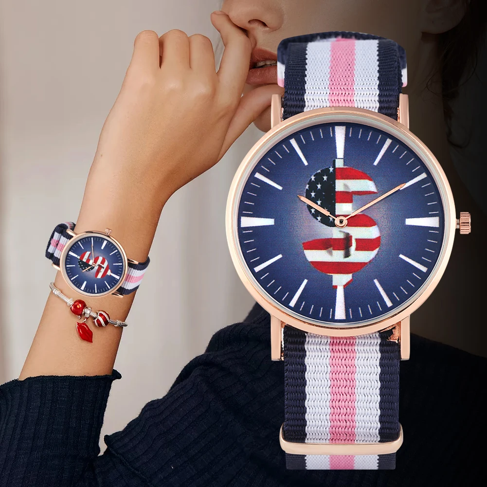 Уникальный долларовая валюта символ с американским флагом элемент часы для Для
