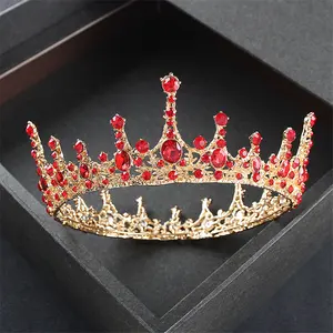 baroque vintage royal queen king round crystal wedding crown bridal tiaras and crowns diadem bride hair jewelry accessories free global shipping