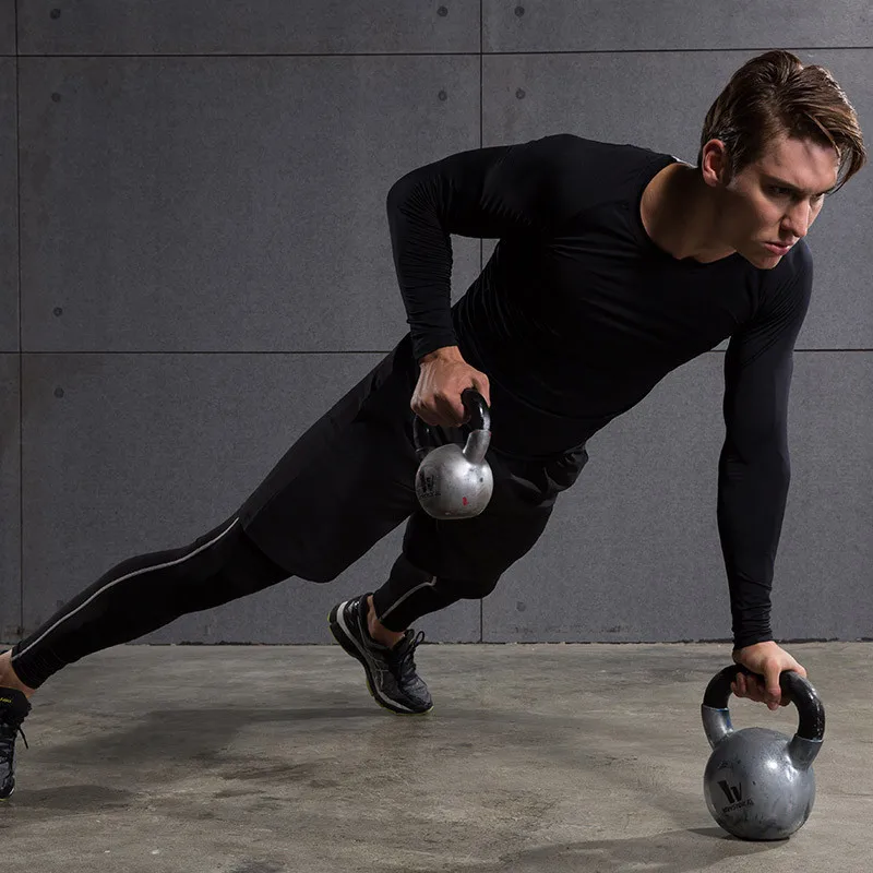 

Mens Compression Shirts Long Sleeve Thermal Fleece Base Layer Tights Tees Fitness Running Breathbale Tops T-shirts