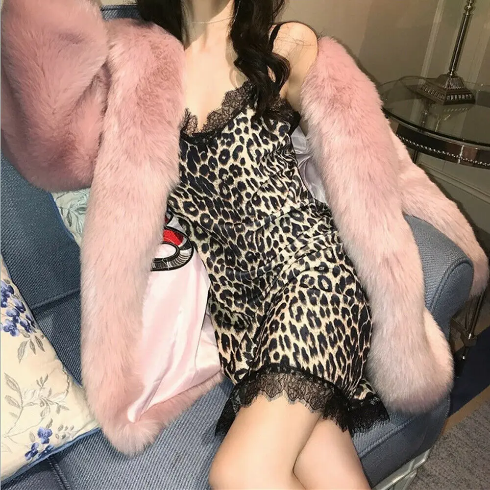 2019 New Women Sexy Nightdress Satin Lace Spliced Leopard Printed V-Neck Backless Summer Loose Sling Hot Sale | Женская одежда