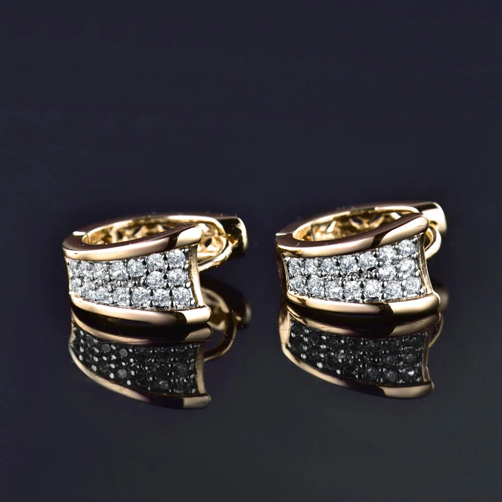 Женские серьги-кольца XIAGAO золотистые серьги с кристаллами циркония свадебные