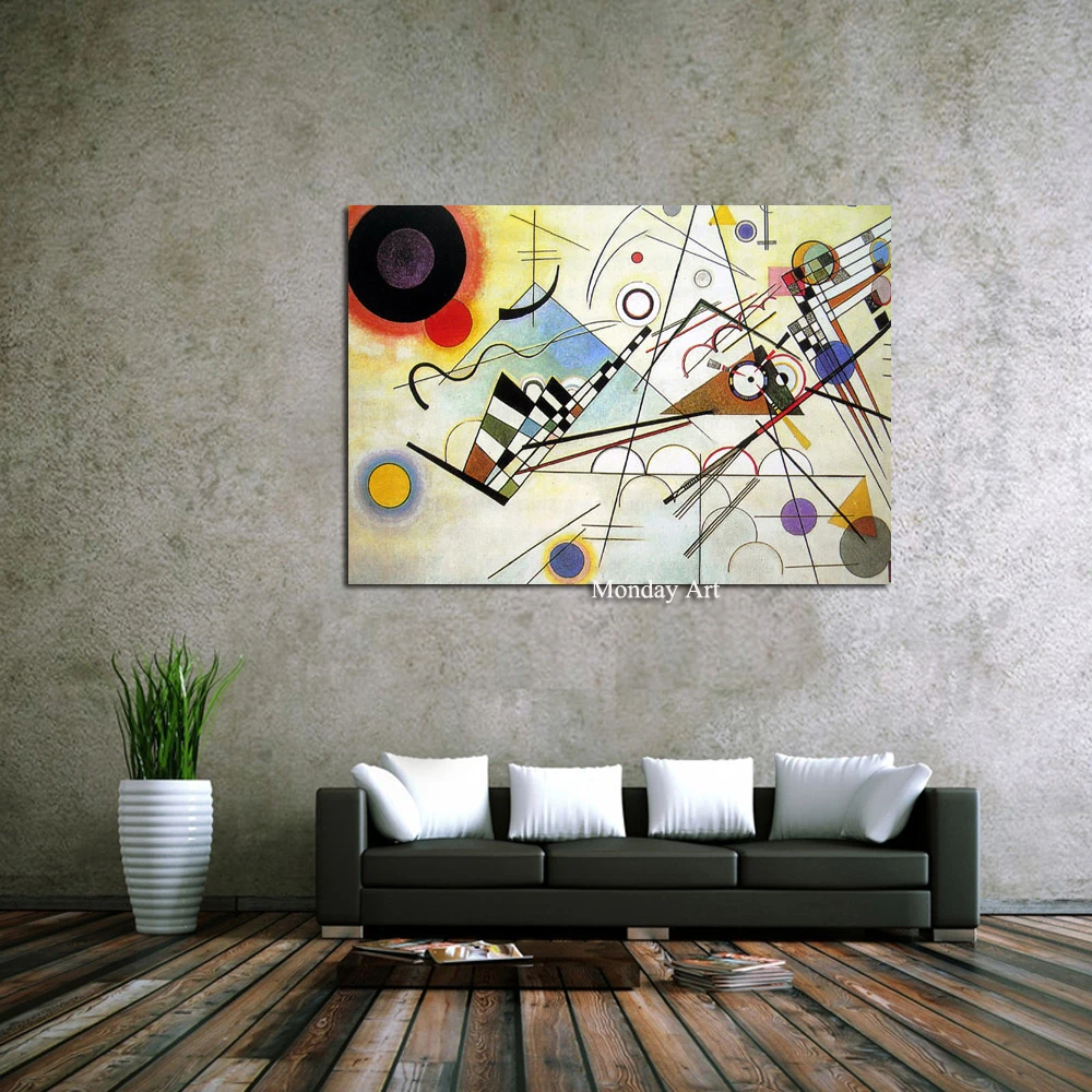 100% ручная роспись на холсте Wassily Kandinsky Геометрическая масляная живопись