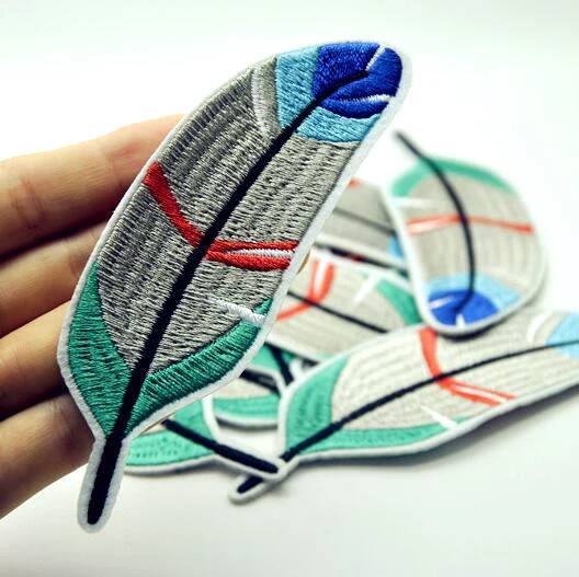 1 предмета с перьями вышивкой Хлопчатобумажная ткань патч утюг на горный