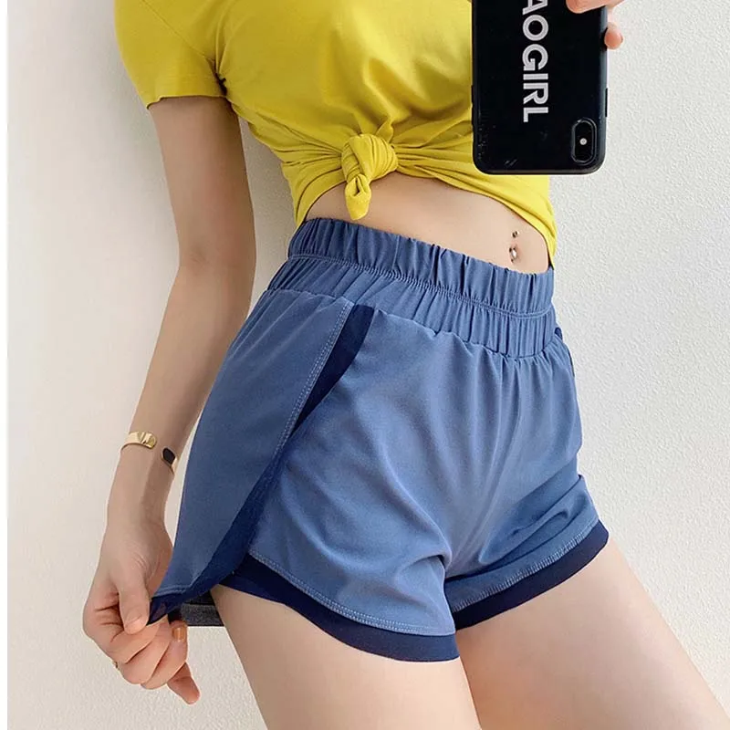 Women High Waist Gym Shorts Double Layer Breathable Mesh Workout Sport Elastic Running Short Yoga shorts clothing | Спорт и