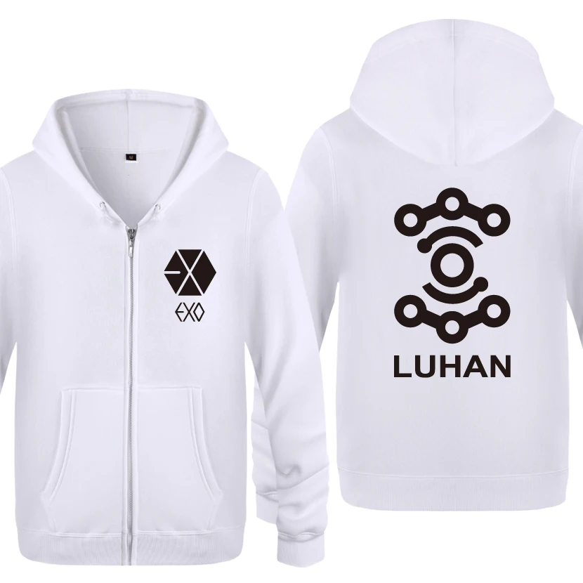 

Wolf 88 XOXO LUHAN Sweatshirts Men 2018 Mens Zipper Hooded Fleece Hoodies Cardigans