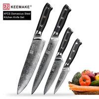 keemake 4pcs kitchen knives set chef utility slicer paring knife japanese damascus vg10 steel sharp cutter tools g10 handle